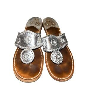 Jack Rogers Silver Flats‎ Size 7M Thong Style - Comfy and Cute!